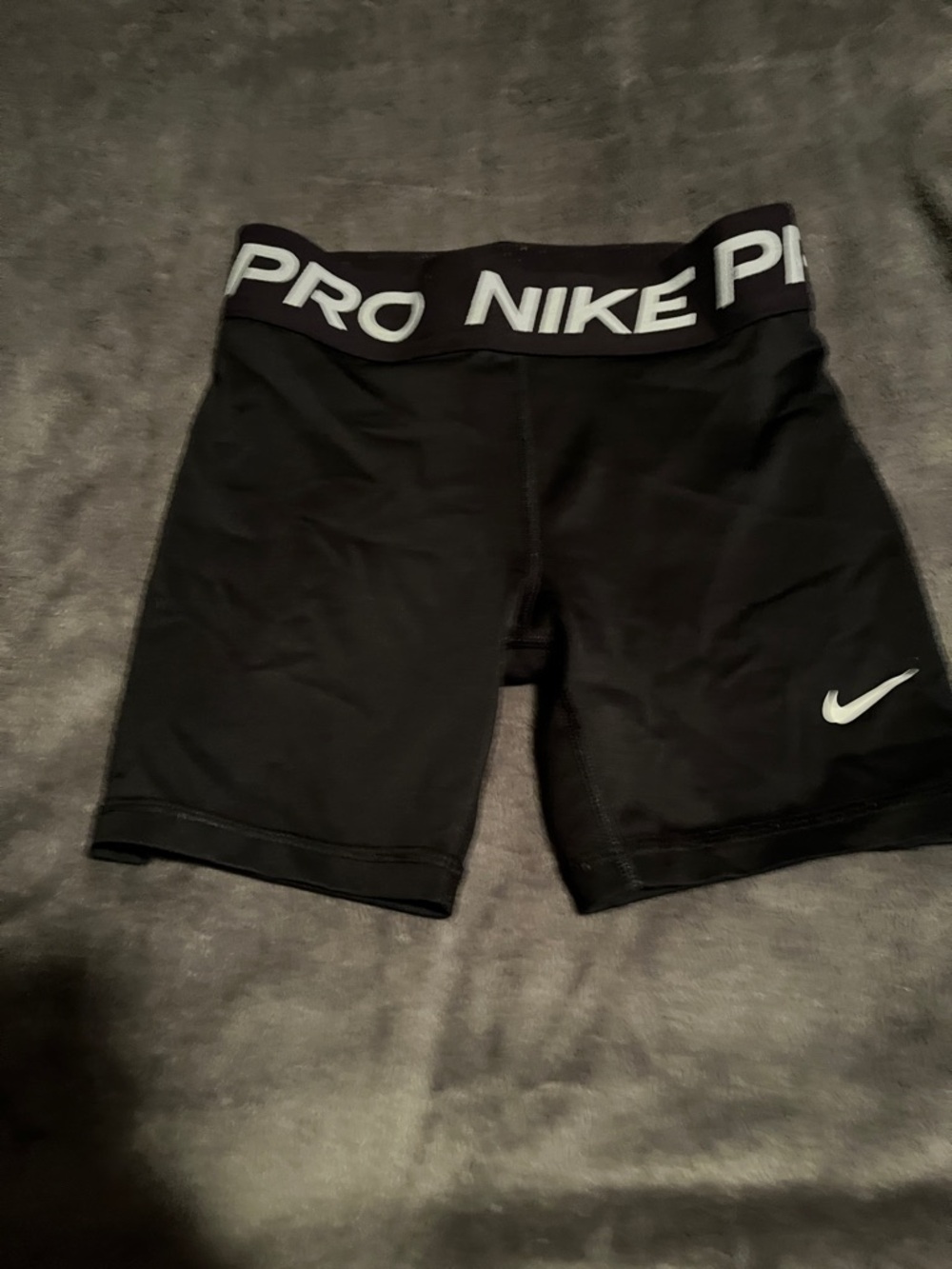 Nike Black Pro High-Rise Bike Shorts with White Swoosh
